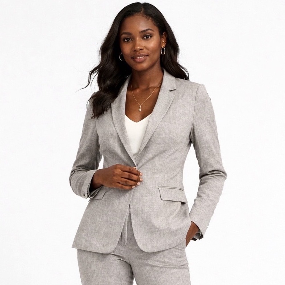 The Limited Collection Light‎ Gray One Button Blazer Jacket 6 Career Chic 1 1-52